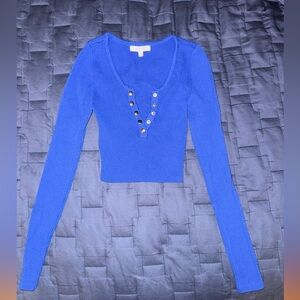 Love Tree, Blue Long Sleeve Buttoned Women's Top